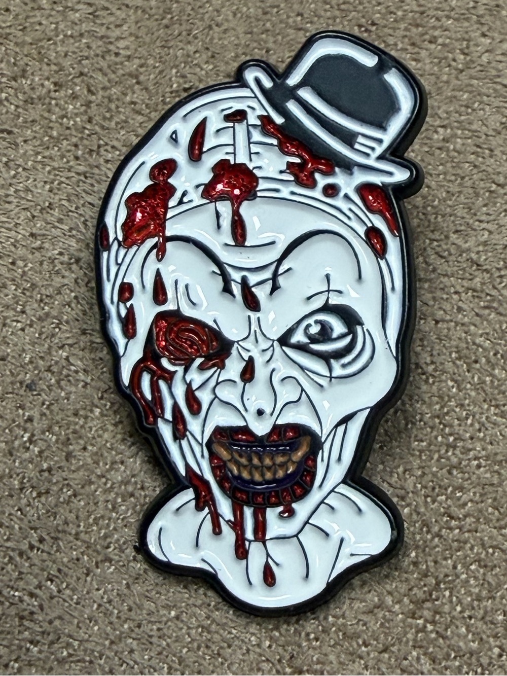 Terrifier Art the Clown Glittery Lapel Brooch Pin